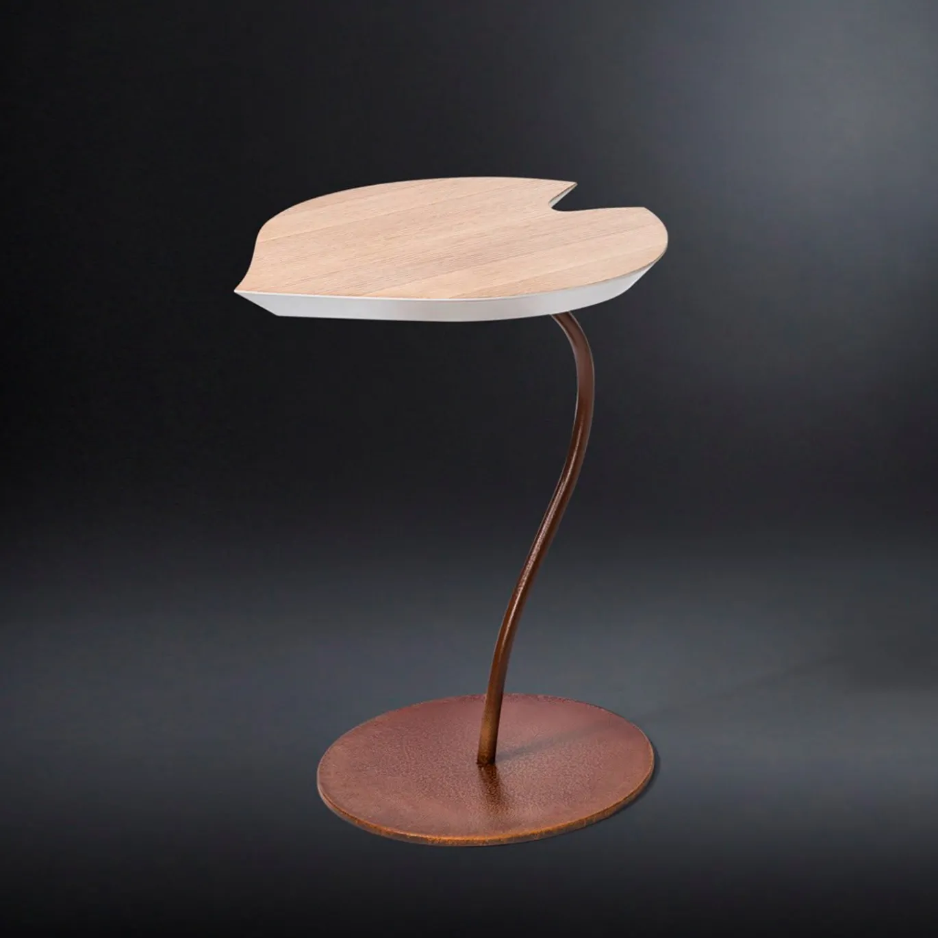 TAVOLINO LEAF CON TOP IN ROVERE SBIANCATO