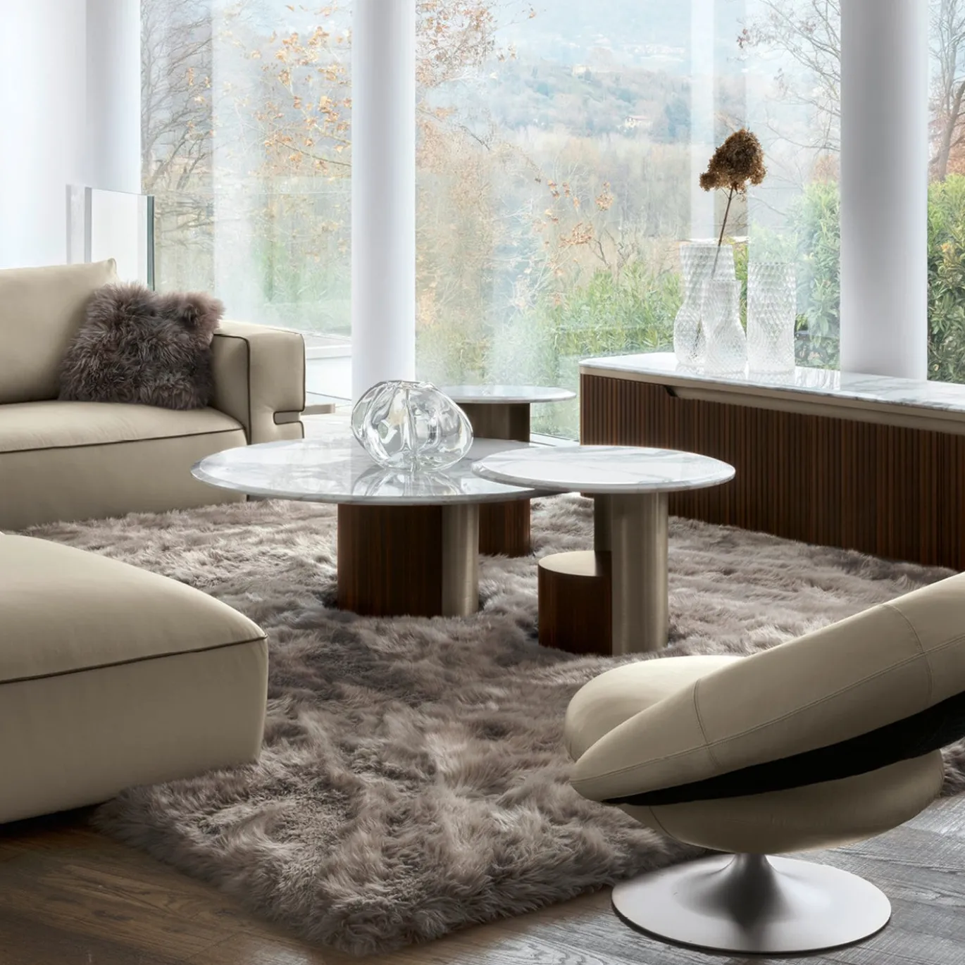 Tavolino Luxor con top in marmo