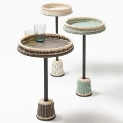 Tavolino Matisse in pelle e rattan - Grande
