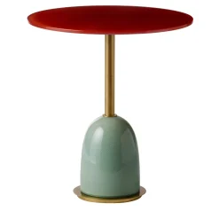 Tavolino medio in ottone e vetro Pins