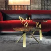 Tavolino Meridian con top in marmo e gambe in metallo