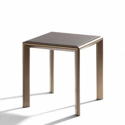 Tavolino Milano in cuoio marrone