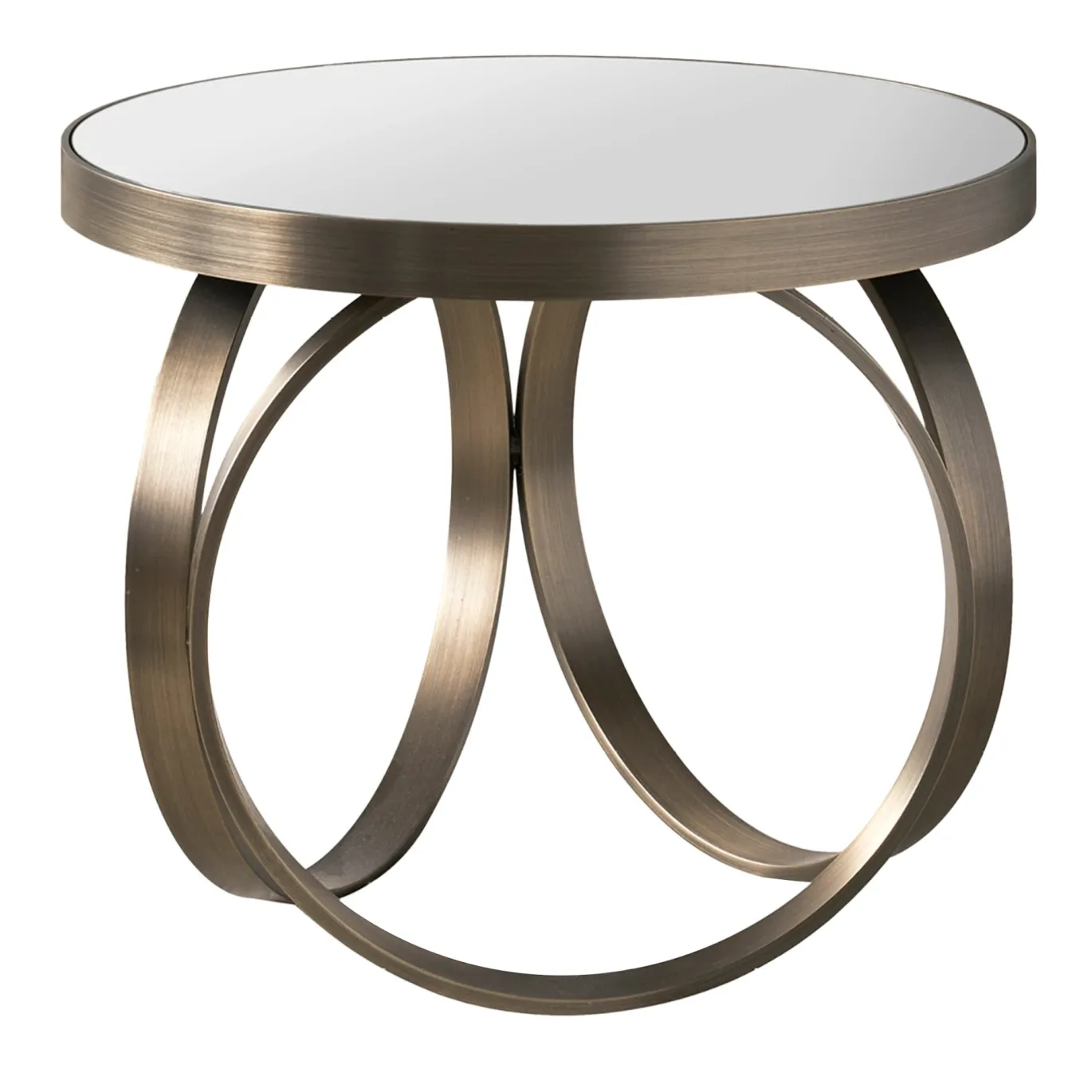 Tavolino Ottoline Gueridon con finitura bronzo e top in specchio