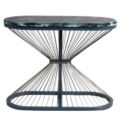 Tavolino ovale medio grigio-blu Aegis di Ziad Alonaizy