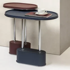 Tavolino Ovale Sorrento in Pelle Royal Blu