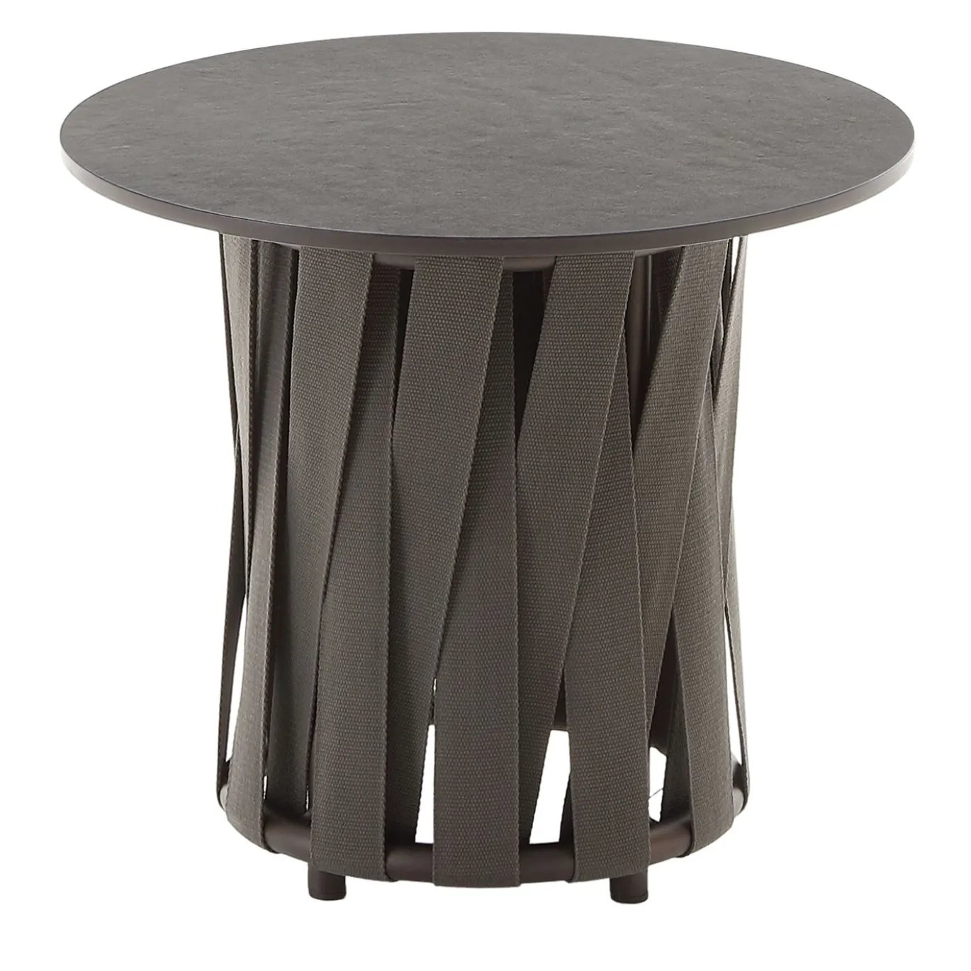 Tavolino per esterni Circus nero con piano rotondo in Dekton