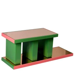 Tavolino Pila rosa e verde
