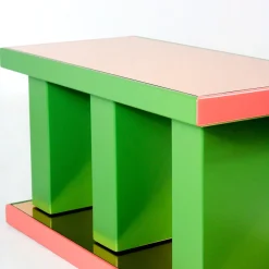 Tavolino Pila rosa e verde