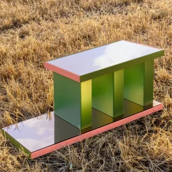 Tavolino Pila rosa e verde