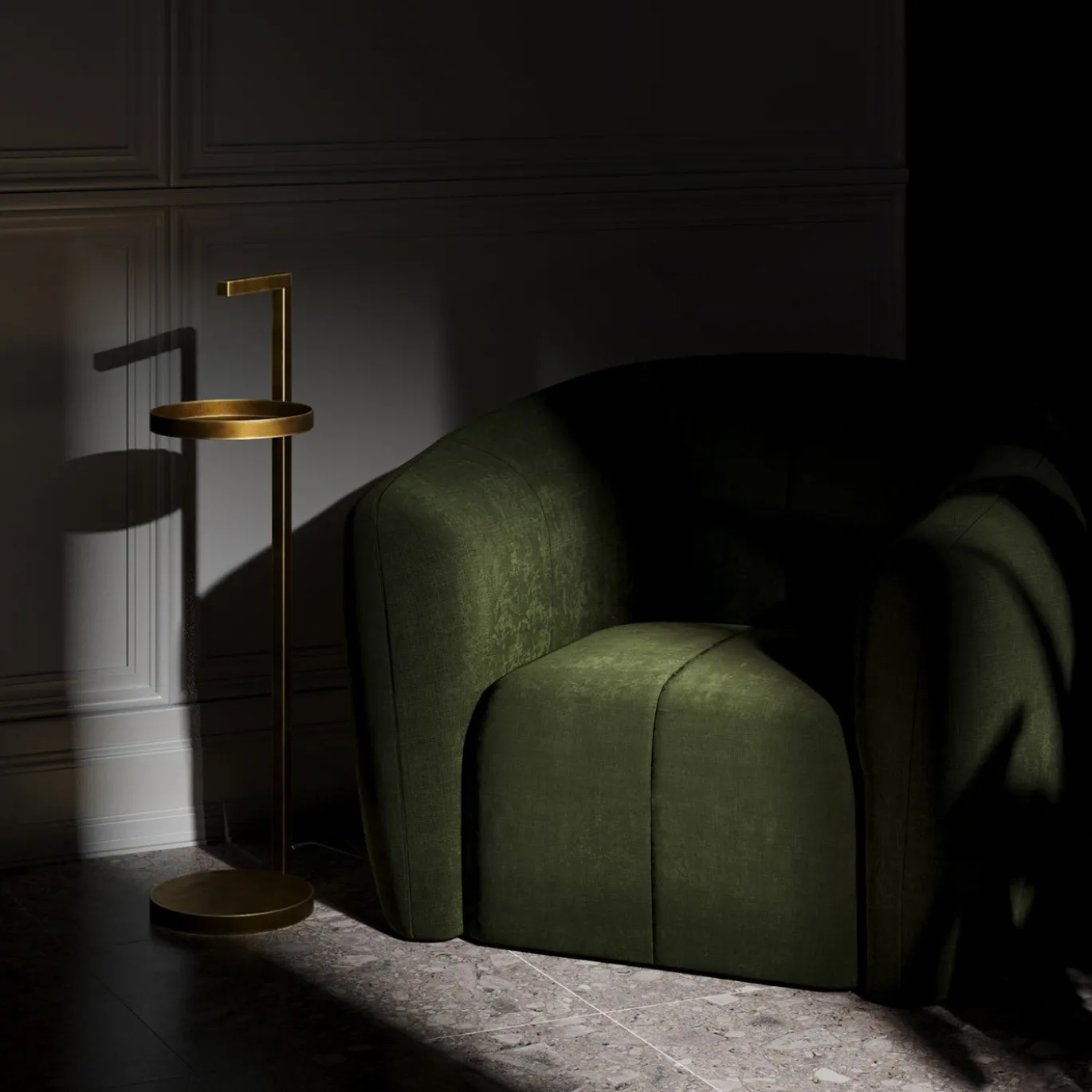 Tavolino Primopiano in ottone con luce LED