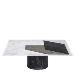 Tavolino Proiezioni Square in marmo bianco e nero di Elisa Ossino