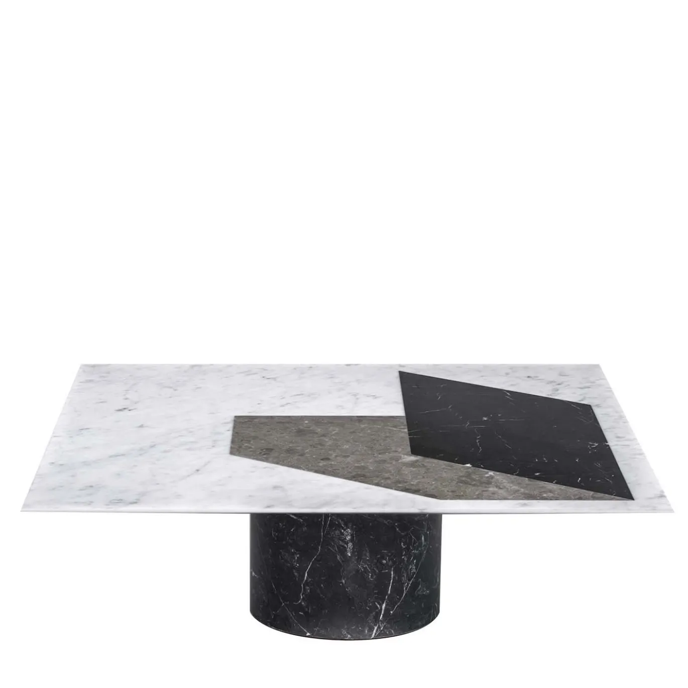 Tavolino Proiezioni Square in marmo bianco e nero di Elisa Ossino