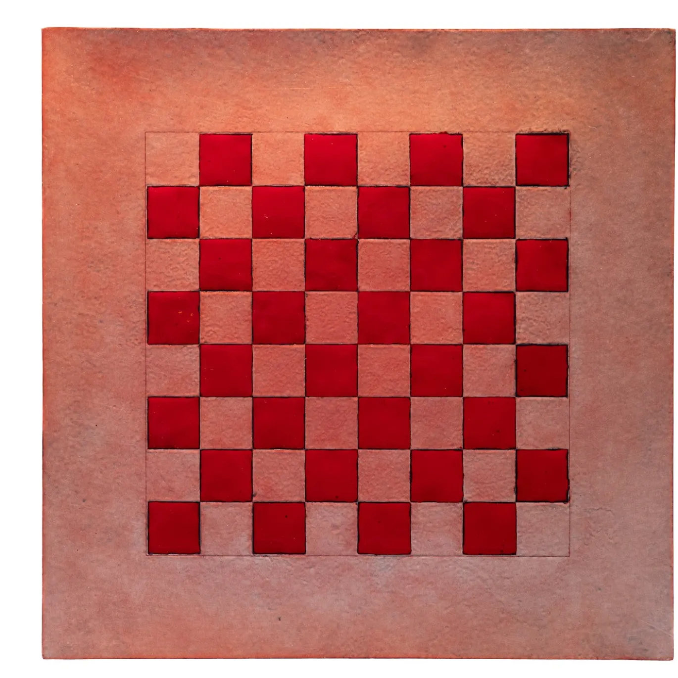 Tavolino quadrato Across Dama in rame rosso