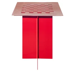 Tavolino quadrato Across Dama in rame rosso