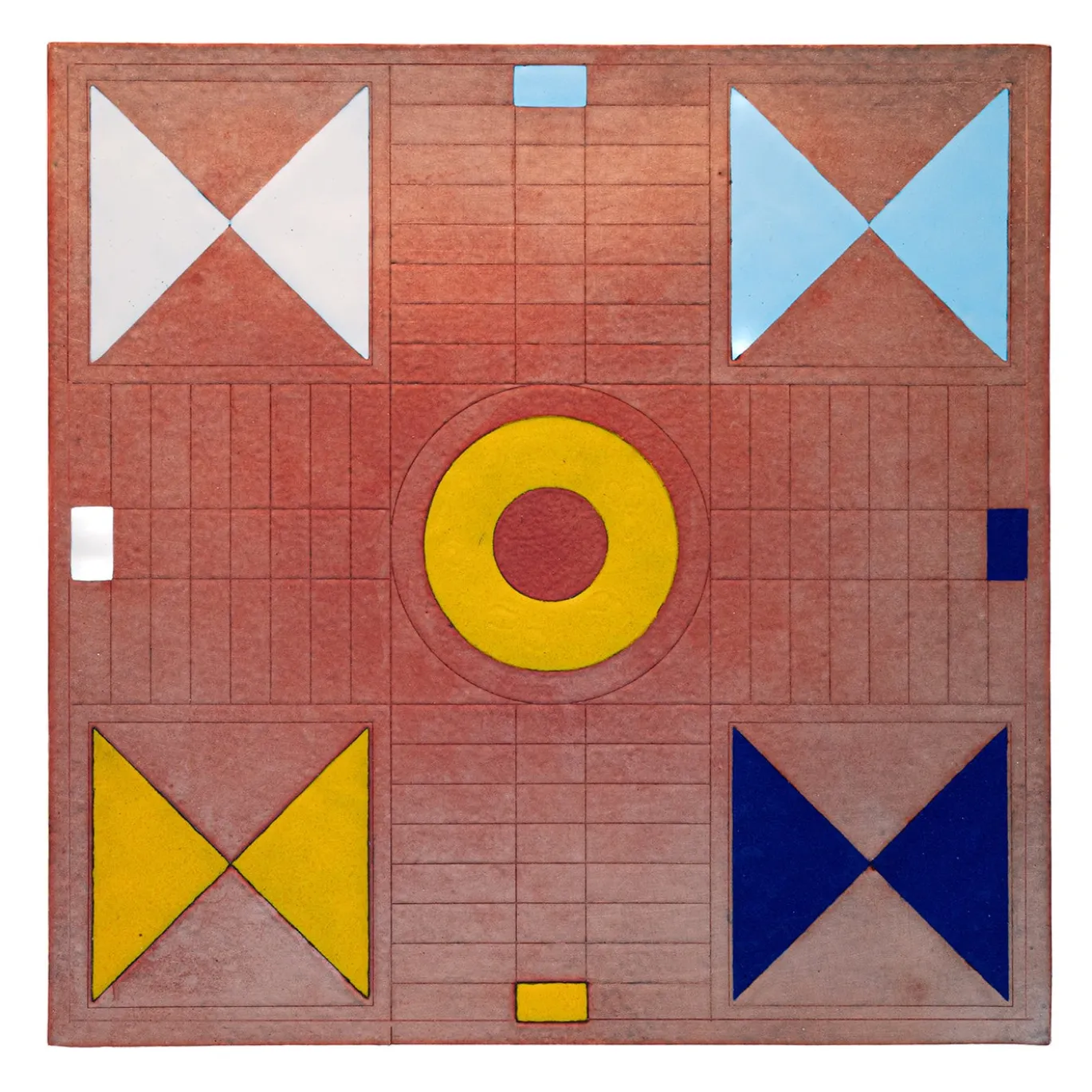 Tavolino quadrato Across Ludo in rame bianco