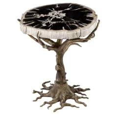 Tavolino Quercia con piano in legno fossile