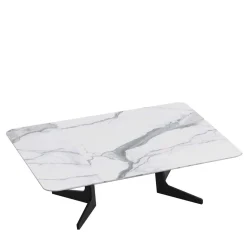 Tavolino rettangolare Blake con piano in marmo Calacatta