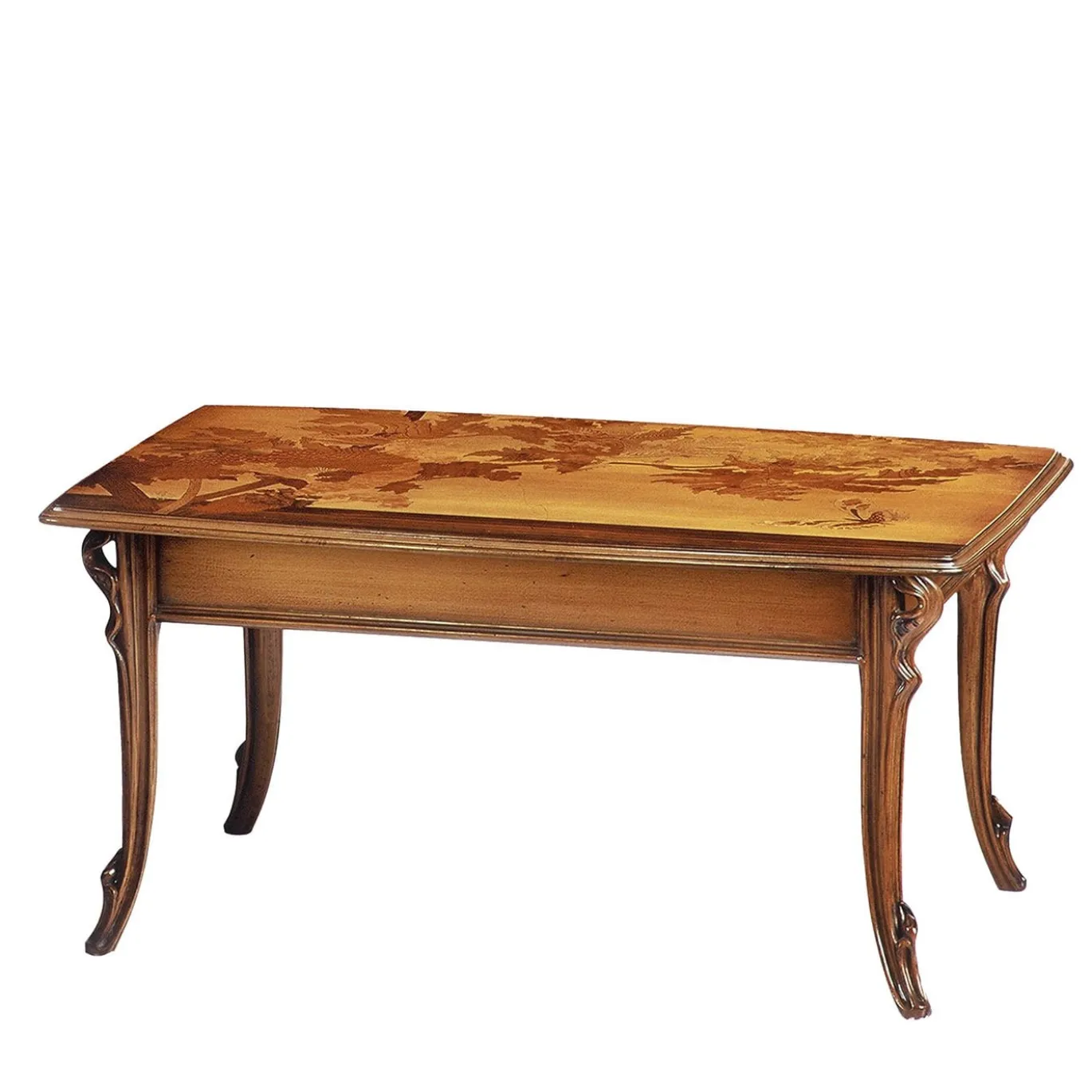 Tavolino Rettangolare in Stile Art Nouveau Francese in Faggio di Emile Gall�
