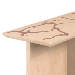 Tavolino Rettangolare MM Low in Marmo Rosa Asiago e Resina Cementizia in tonalità terra