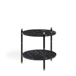 Tavolino Riviera rotondo in marmo nero Marquina