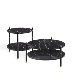 Tavolino Riviera rotondo in marmo nero Marquina