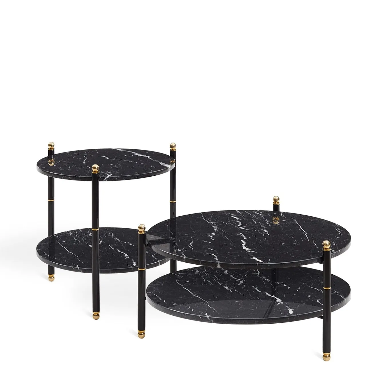 Tavolino Riviera rotondo in marmo nero Marquina