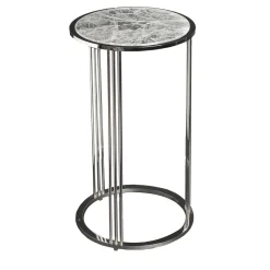 Tavolino rotondo alto in quarzo ialino