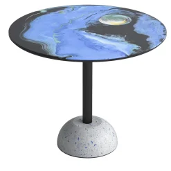 Tavolino rotondo Astraliti in metallo dai toni freddi #1