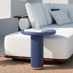 Tavolino rotondo blu