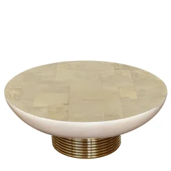 Tavolino rotondo con piano in pergamena
