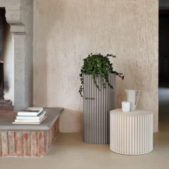 Tavolino Rotondo In Alluminio Corkcrete Grigio