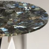 Tavolino rotondo in labradorite e cromato Buonanotte