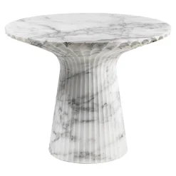 Tavolino rotondo Odette in marmo Arabescato Vagli bianco