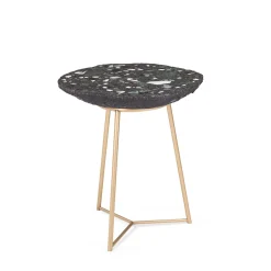 Tavolino rotondo Rio in marmo e base in ottone