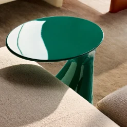 Tavolino Rotondo Tod Verde lucido di Todd Bracher
