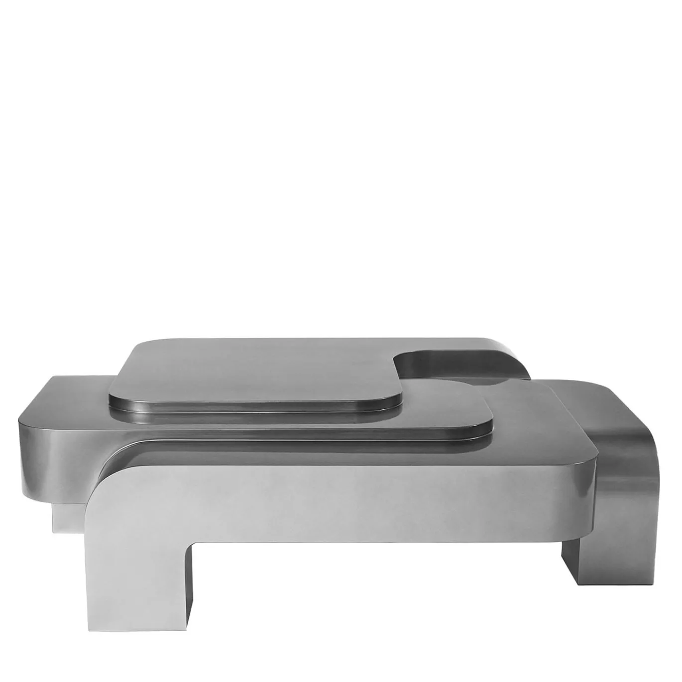 Tavolino scultoreo in gesso argentato Automa