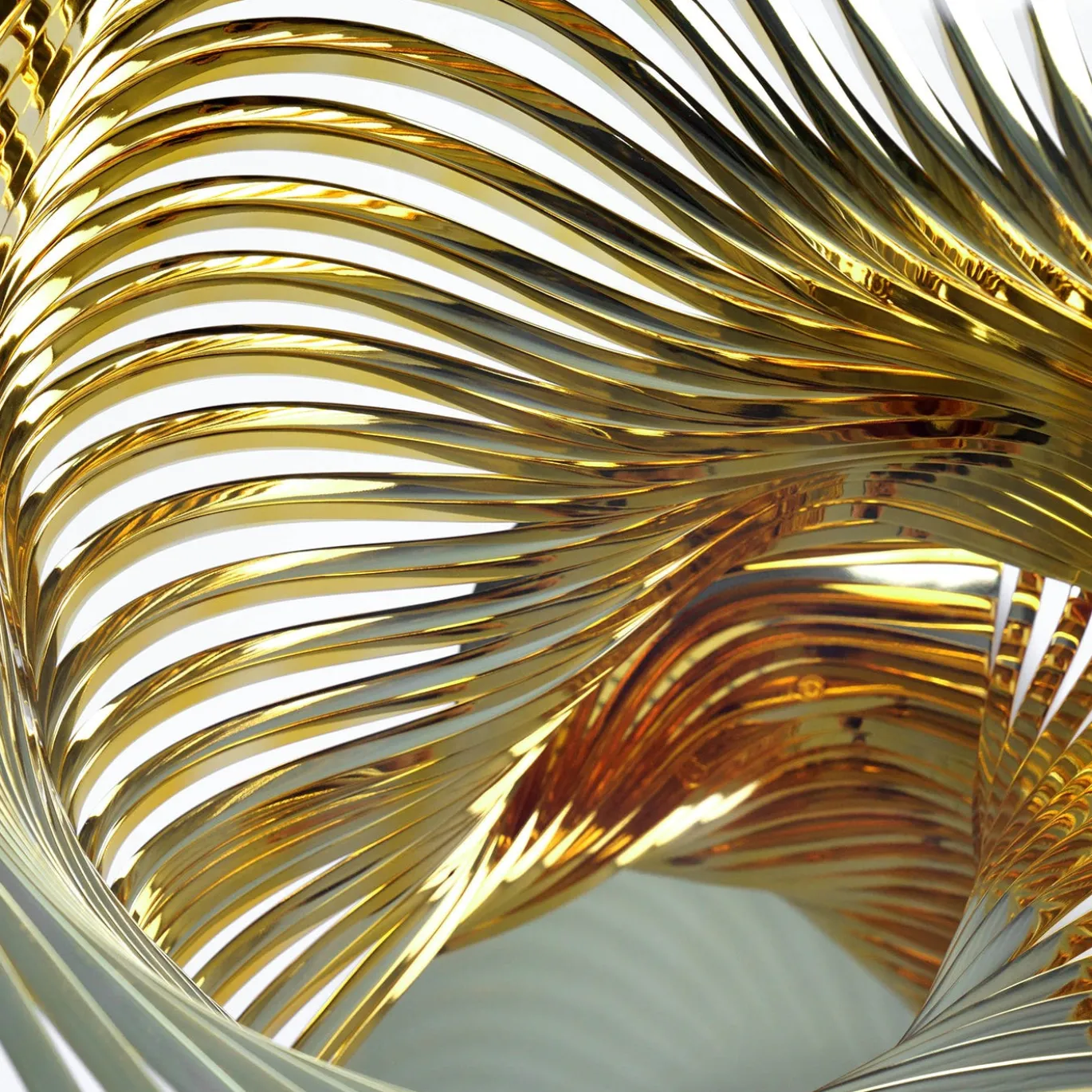 Tavolino scultoreo Vertigo in acciaio inossidabile placcato in oro 24K