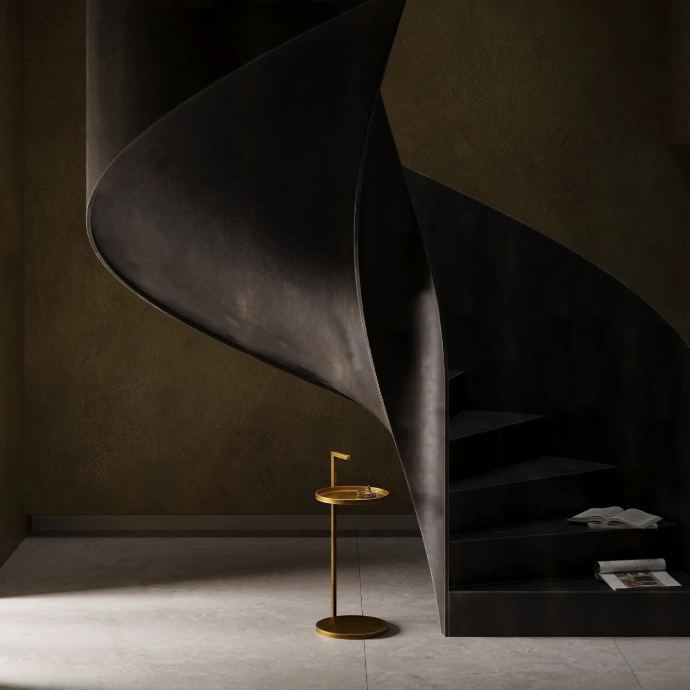 Tavolino Secondopiano in ottone con luce LED