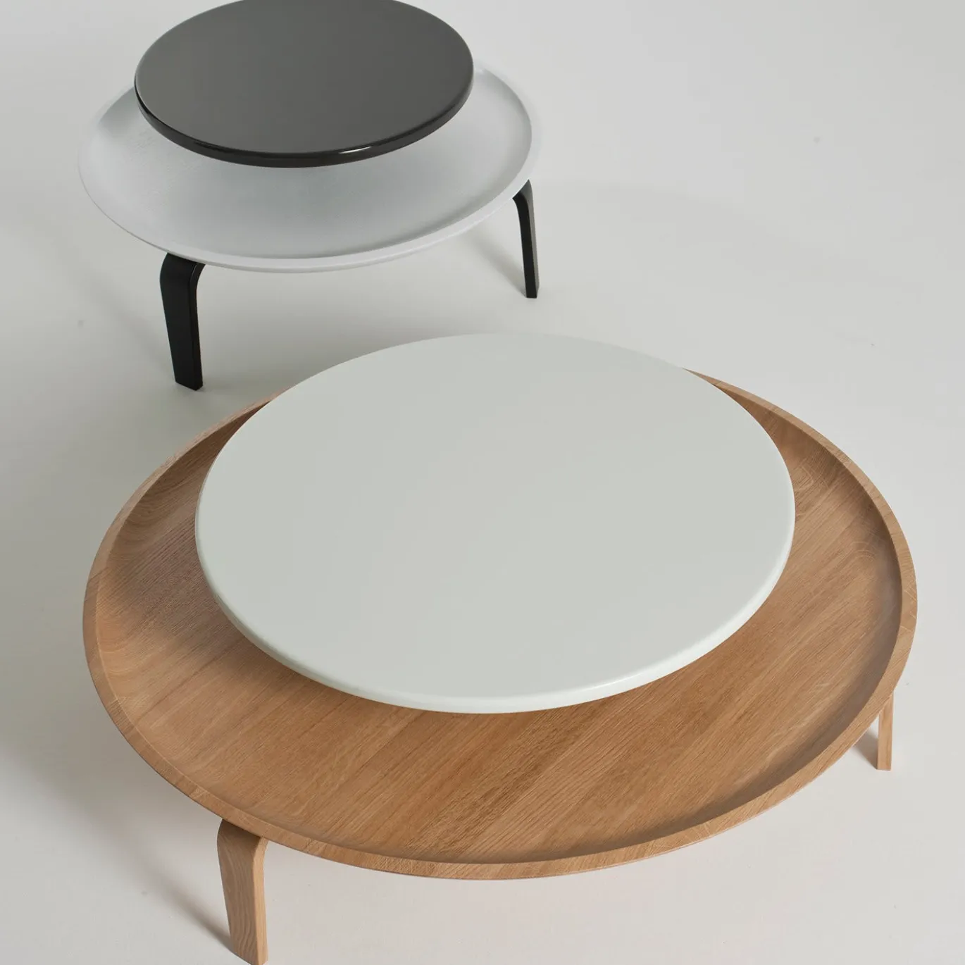 Tavolino Secreto 90 in rovere bianco e naturale