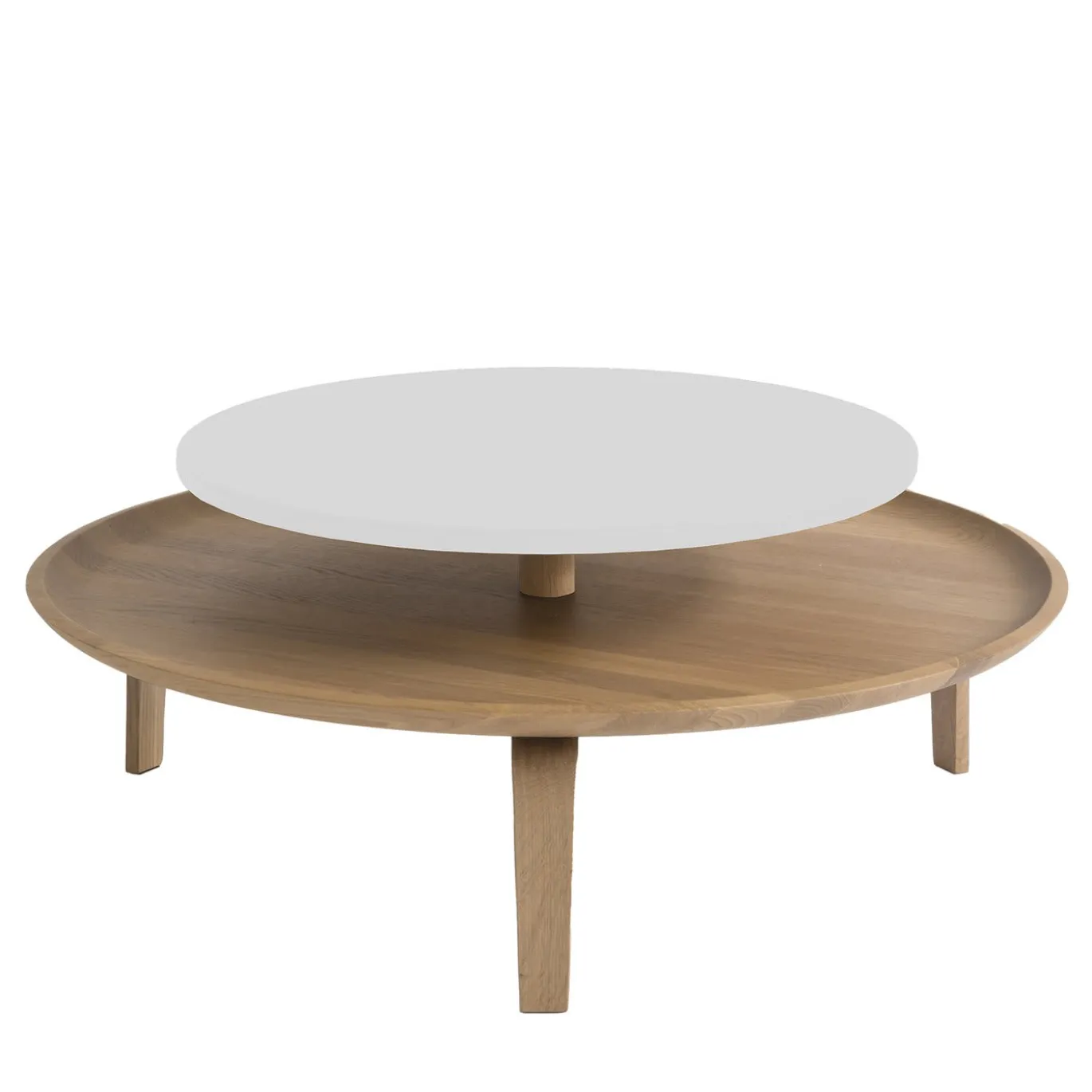 Tavolino Secreto 90 in rovere bianco e naturale