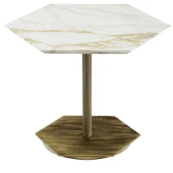 Tavolino Ted con piano in marmo Calacatta oro e bianco
