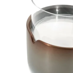 TAVOLINO TETI con piano in vetro rotondo e base laccata