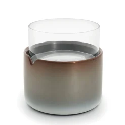 TAVOLINO TETI con piano in vetro rotondo e base laccata