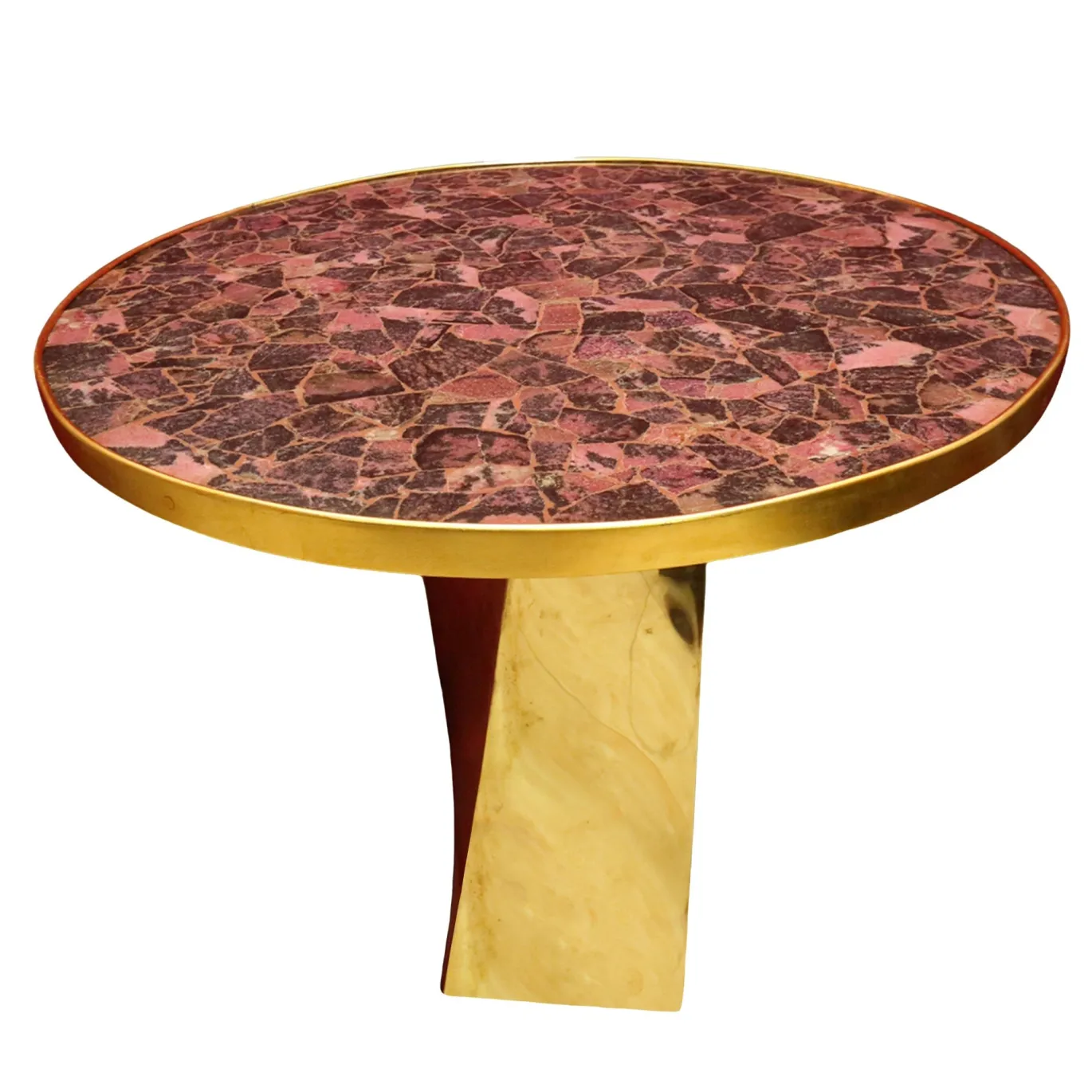 Tavolino Torcio con piano in marmo Rodonite