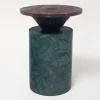 Tavolino Totem in marmo verde/nero/rosso di Karen Chekerdjian