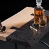 Tavolino Traditum in legno massello di rovere e pietra lavica