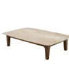 Tavolino Yvan in travertino e noce