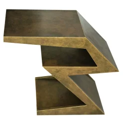 Tavolino Zago in Legno e Bronzo Brunito