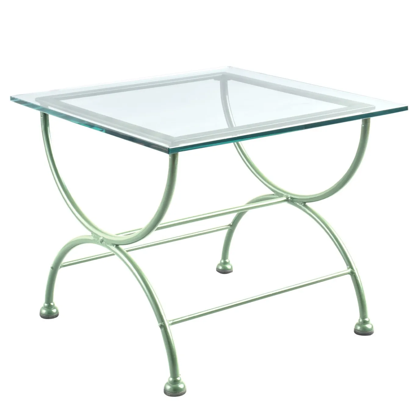 Tavolo basso Rombi verde chiaro in acciaio inox