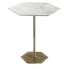 Tavolo bistrot Ted con struttura in ottone e piano in marmo Calacatta